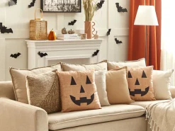 Conjunto De 2 Almofadas Decorativas Em Veludo Creme 45 X 45 Cm Sebes