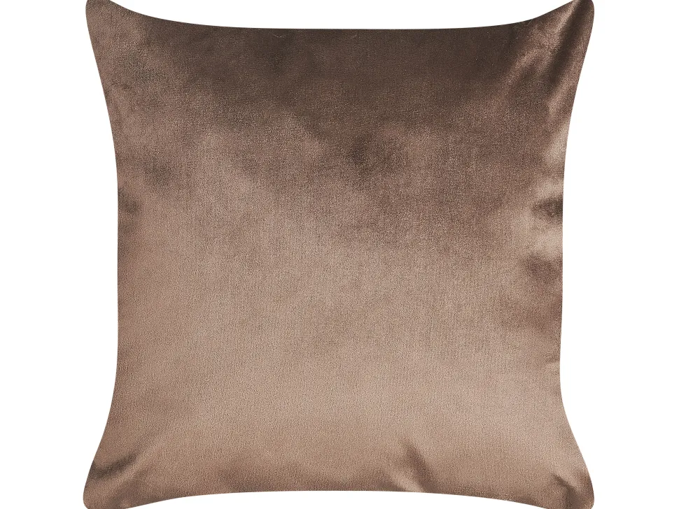 Conjunto De 2 Almofadas Decorativas Em Veludo Castanho E Dourado 45 X 45 Cm Daffodil