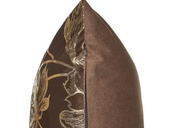 Conjunto De 2 Almofadas Decorativas Em Veludo Castanho E Dourado 45 X 45 Cm Daffodil