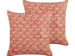 Conjunto De 2 Almofadas Decorativas Vermelhas E Brancas 45 X 45 Cm Rhus