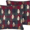 Conjunto De 2 Almofadas De Veludo Vermelho E Verde Padrao Natalicio 45 X 45 Cm Cupid