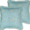 Conjunto De 2 Almofadas Decorativas Com Padrao De Flores Em Algodao Azul 45 X 45 Cm Amoena