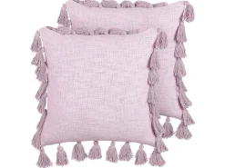 Conjunto De 2 Almofadas Decorativas Rosa 45 X 45 Cm Lynchis