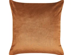 Conjunto De 2 Almofadas Decorativas Em Veludo Laranja E Dourado 45 X 45 Cm Poppy