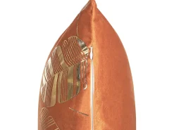 Conjunto De 2 Almofadas Decorativas Em Veludo Laranja E Dourado 45 X 45 Cm Poppy