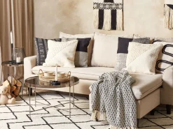 Conjunto De 2 Almofadas Decorativas Em Algodao Creme 45 X 45 Cm Pellaea