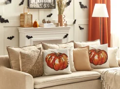 Conjunto De 2 Almofadas Decorativas Em Veludo Creme 45 X 45 Cm Curbita