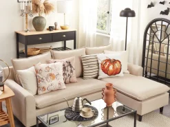 Conjunto De 2 Almofadas Decorativas Em Veludo Creme 45 X 45 Cm Curbita