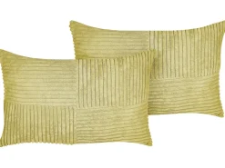 Conjunto De 2 Almofadas Decorativas Em Bombazine Verde 47 X 27 Cm Millet