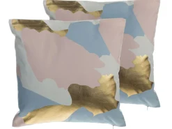 Conjunto De 2 Almofadas Decorativas Rosas E Douradas 45 X 45 Cm Ixia