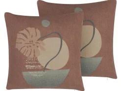 Conjunto De 2 Almofadas Decorativas Vermelho Claro 45 X 45 Cm Ageratum