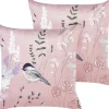 Conjunto De 2 Almofadas Decorativas Em Veludo Rosa 45 X 45 Cm Cyclamen