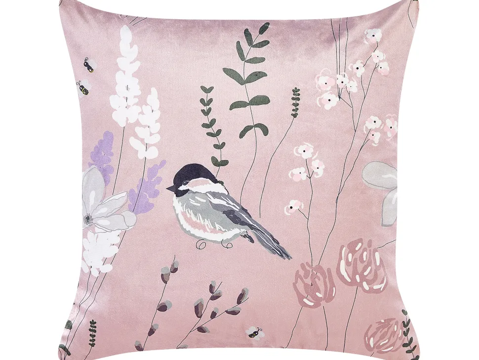 Conjunto De 2 Almofadas Decorativas Em Veludo Rosa 45 X 45 Cm Cyclamen