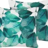 Conjunto De 2 Almofadas De Jardim Padrao Folha Azul/Branco 45 X 45 Cm Trebbo