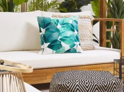 Conjunto De 2 Almofadas De Jardim Padrao Folha Azul/Branco 45 X 45 Cm Trebbo