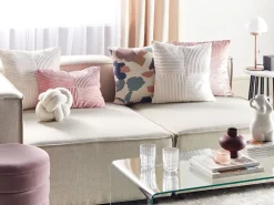 Conjunto De 2 Almofadas Decorativas Em Bombazine Branca Creme 43 X 43 Cm Millet
