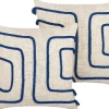 Conjunto De 2 Almofadas Decorativas Em Algodao Creme E Azul Marinho Com Padrao Abstrato 45 X 45 Cm Pleione