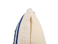 Conjunto De 2 Almofadas Decorativas Em Algodao Creme E Azul Marinho Com Padrao Abstrato 45 X 45 Cm Pleione