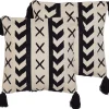 Conjunto De 2 Almofadas Em Algodao Creme E Preto 45 X 45 Cm Deadnettle