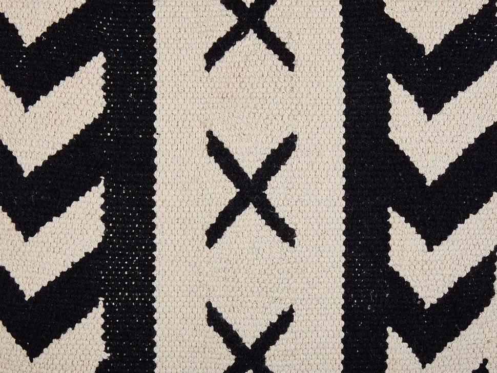 Conjunto De 2 Almofadas Em Algodao Creme E Preto 45 X 45 Cm Deadnettle