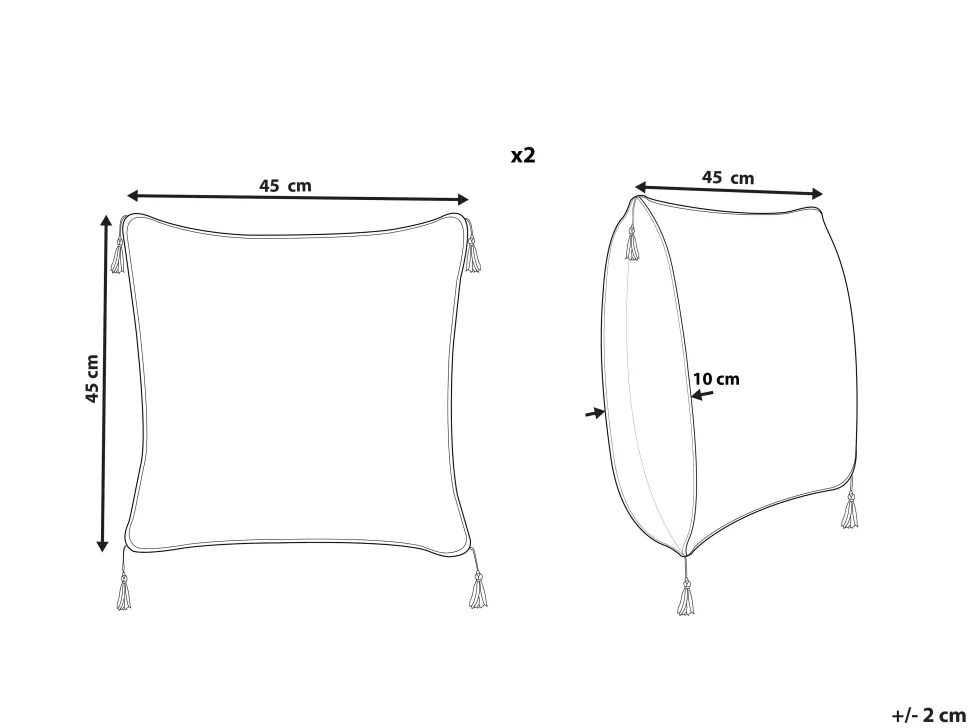 Conjunto De 2 Almofadas Em Algodao Creme E Preto 45 X 45 Cm Deadnettle