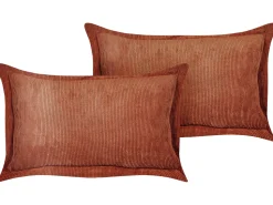 Conjunto De 2 Almofadas Em Bombazine Castanho Dourado 47 X 27 Cm Zinnia