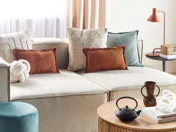 Conjunto De 2 Almofadas Em Bombazine Castanho Dourado 47 X 27 Cm Zinnia