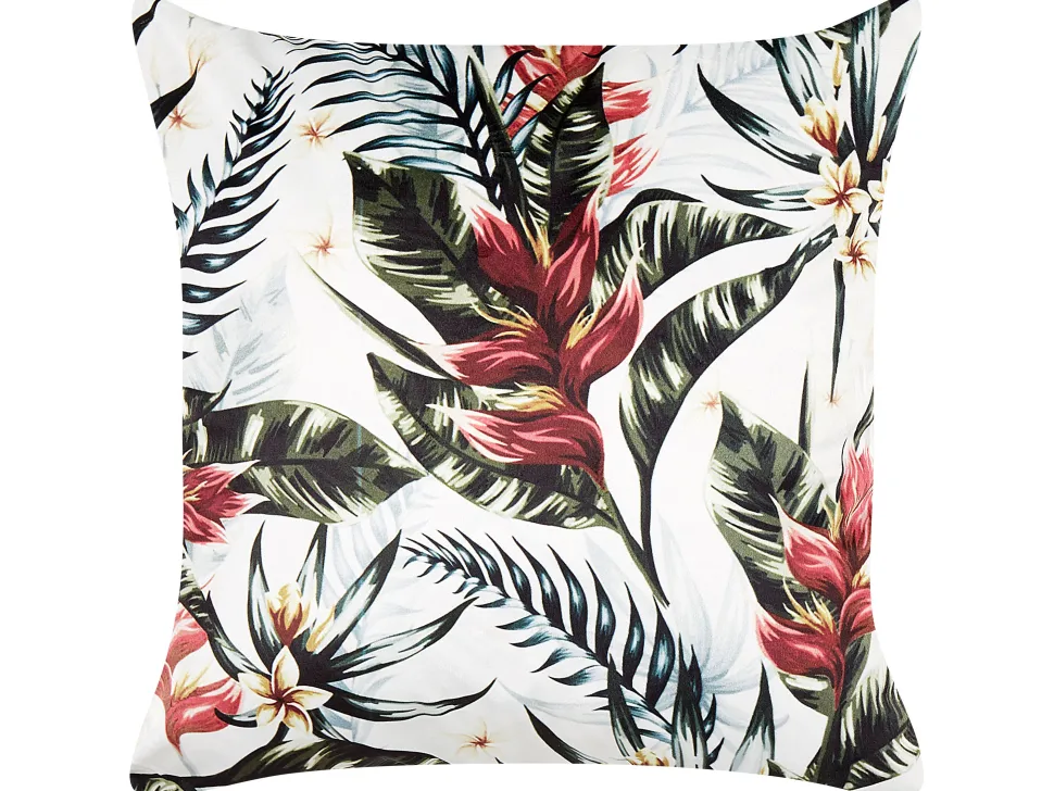 Conjunto De 2 Almofadas Em Veludo Verde E Vermelho Com Padrao De Folha 45 X 45 Cm Edelweiss