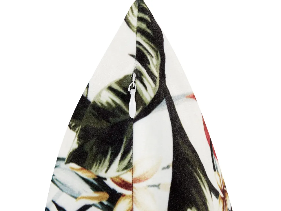 Conjunto De 2 Almofadas Em Veludo Verde E Vermelho Com Padrao De Folha 45 X 45 Cm Edelweiss