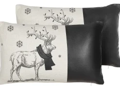 Conjunto De 2 Almofadas Em Tecido Branco E Preto 30 X 50 Cm Sven