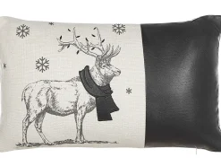 Conjunto De 2 Almofadas Em Tecido Branco E Preto 30 X 50 Cm Sven