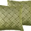 Conjunto De 2 Almofadas Em Veludo Verde Azeitona 43 X 43 Cm Narcissus