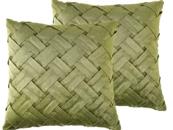 Conjunto De 2 Almofadas Em Veludo Verde Azeitona 43 X 43 Cm Narcissus