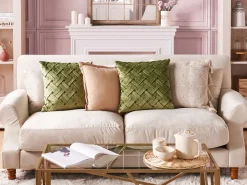 Conjunto De 2 Almofadas Em Veludo Verde Azeitona 43 X 43 Cm Narcissus