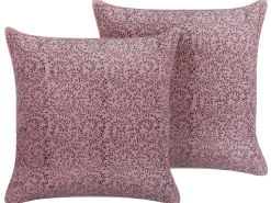 Conjunto De 2 Almofadas Em Decorativas 45 X 45 Cm Em Veludo Rosa Romneya