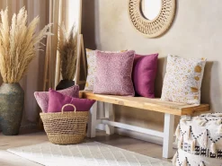 Conjunto De 2 Almofadas Em Decorativas 45 X 45 Cm Em Veludo Rosa Romneya