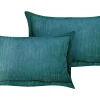 Conjunto De 2 Almofadas Em Bombazine Azul Esverdeado 47 X 27 Cm Zinnia