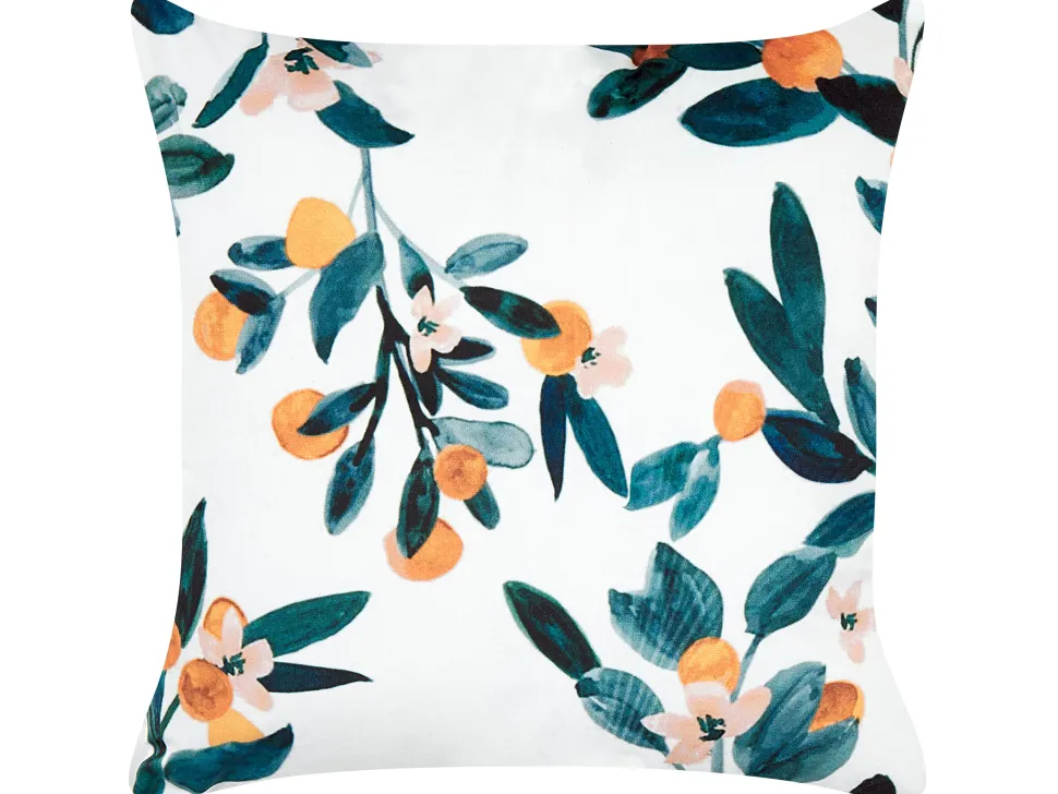 Conjunto De 2 Almofadas Em Veludo Verde Com Padrao De Folha 45 X 45 Cm Knautia