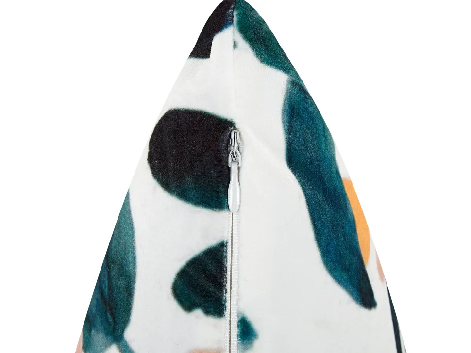 Conjunto De 2 Almofadas Em Veludo Verde Com Padrao De Folha 45 X 45 Cm Knautia