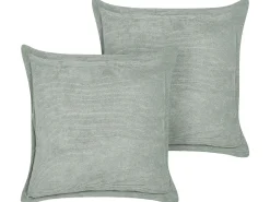 Conjunto De 2 Almofadas Em Bombazine Verde Claro 43 X 43 Cm Zinnia