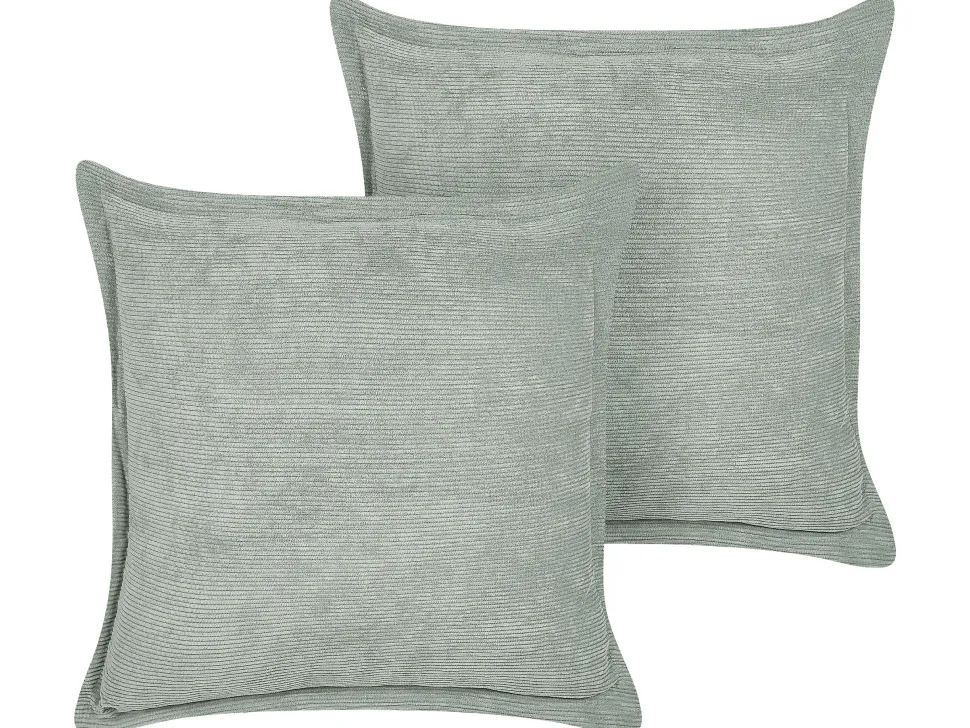 Conjunto De 2 Almofadas Em Bombazine Verde Claro 43 X 43 Cm Zinnia