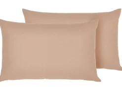 Conjunto De 2 Almofadas Em Tecido Cor De Areia 50 X 70 Cm Almyros