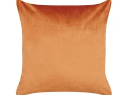 Conjunto De 2 Almofadas Em Veludo Laranja E Dourado 45 X 45 Cm Crocus