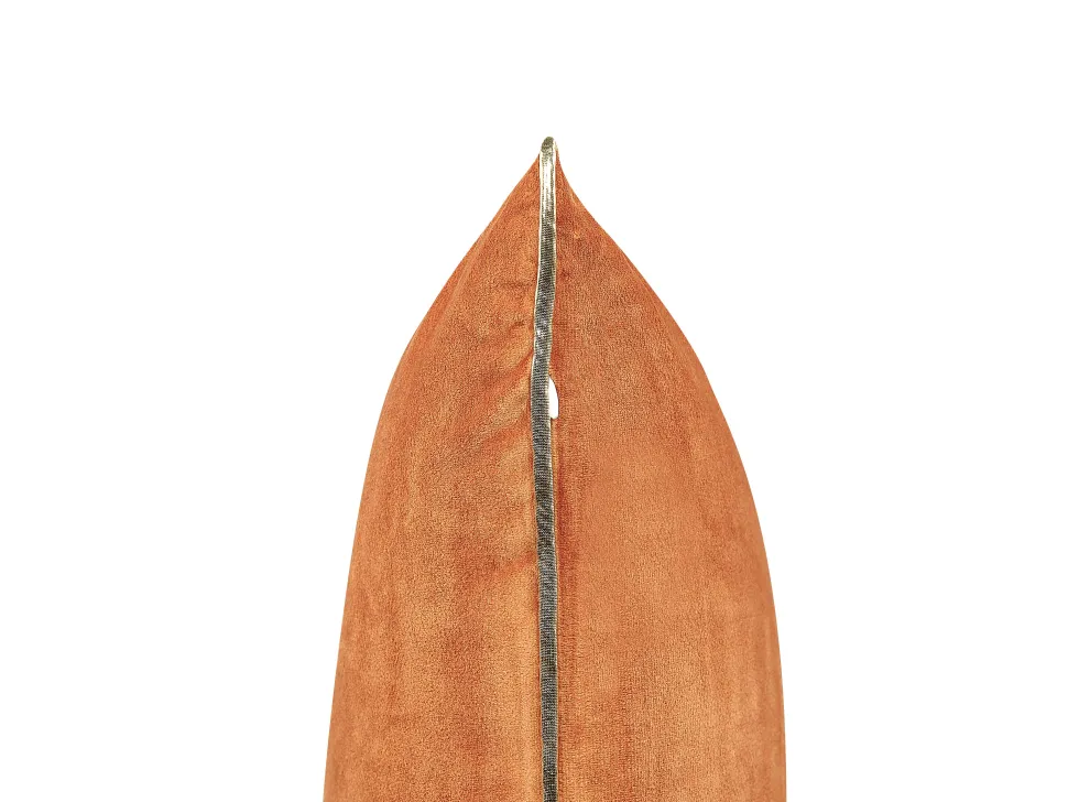 Conjunto De 2 Almofadas Em Veludo Laranja E Dourado 45 X 45 Cm Crocus