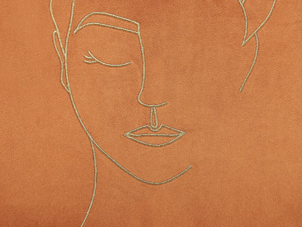 Conjunto De 2 Almofadas Em Veludo Laranja E Dourado 45 X 45 Cm Crocus