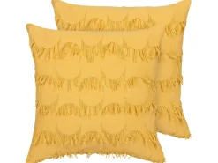 Conjunto De 2 Almofadas Em Poliester Amarelo 45 X 45 Cm Agastache