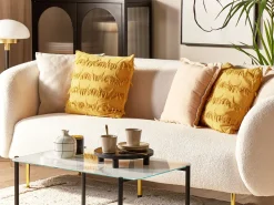 Conjunto De 2 Almofadas Em Poliester Amarelo 45 X 45 Cm Agastache