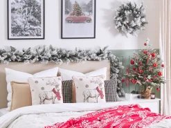 Conjunto De 2 Almofadas Em Tecido Branco E Vermelho 45 X 45 Cm Sven