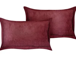 Conjunto De 2 Almofadas Em Bombazine Vermelho Escuro 47 X 27 Cm Zinnia