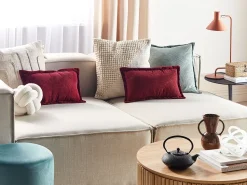 Conjunto De 2 Almofadas Em Bombazine Vermelho Escuro 47 X 27 Cm Zinnia